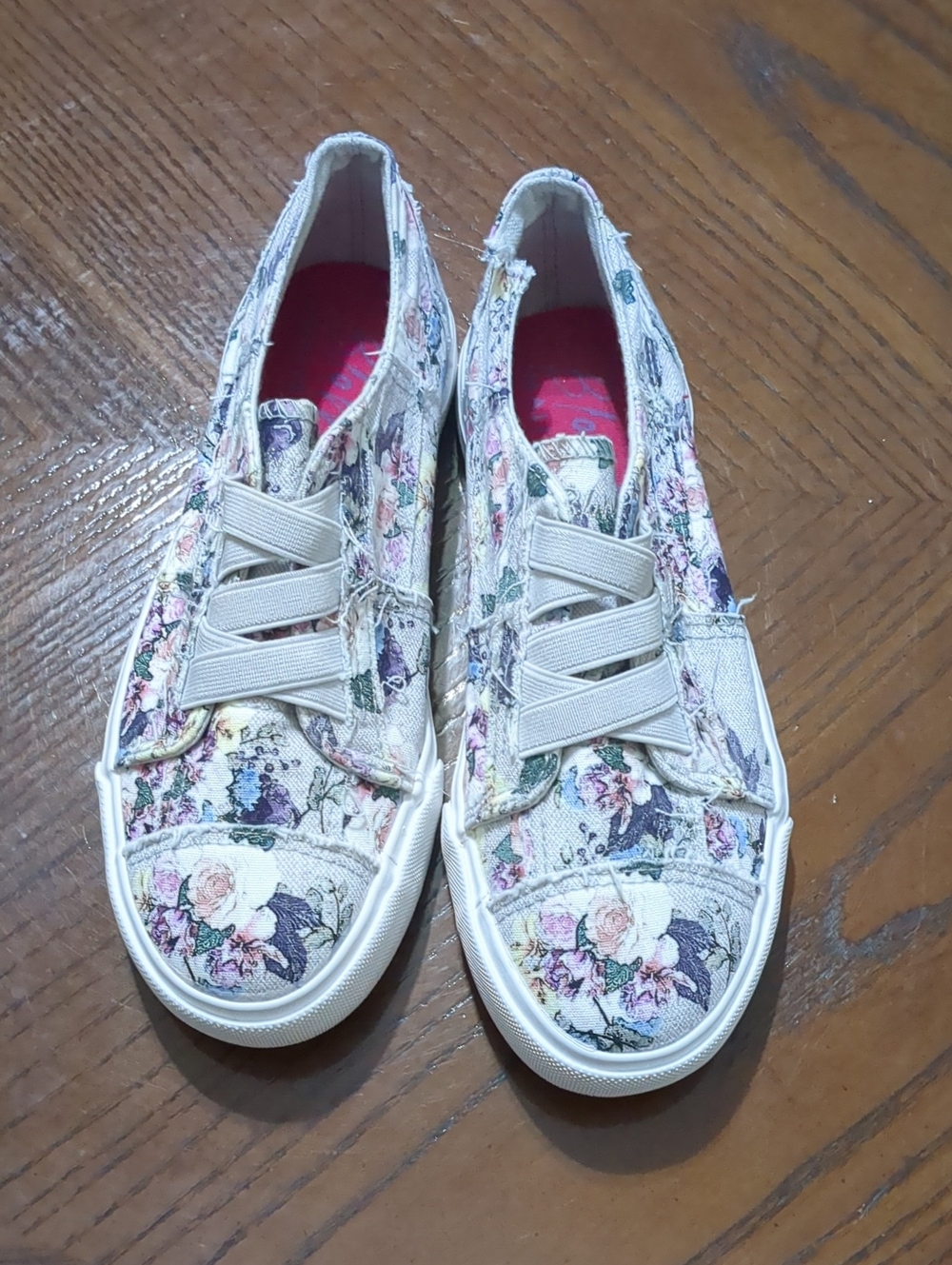 Blowfish Floral Canvas Slip-On Sneakers in Cream, Pink & Green